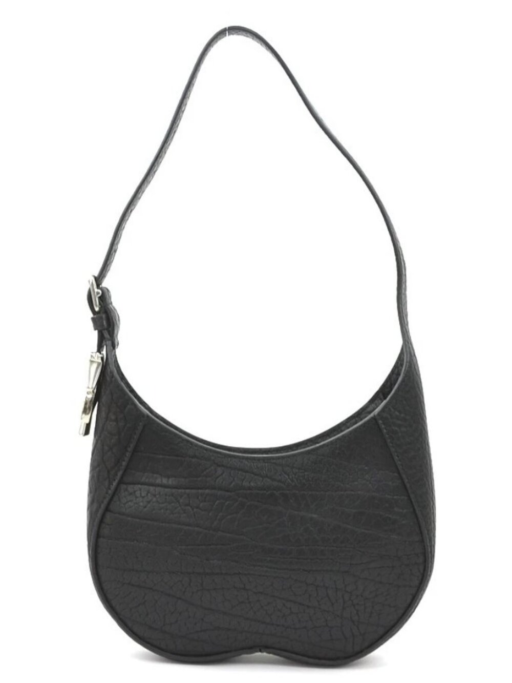 BURBERRY Shoulder Bag Black Leather/Silvertone -